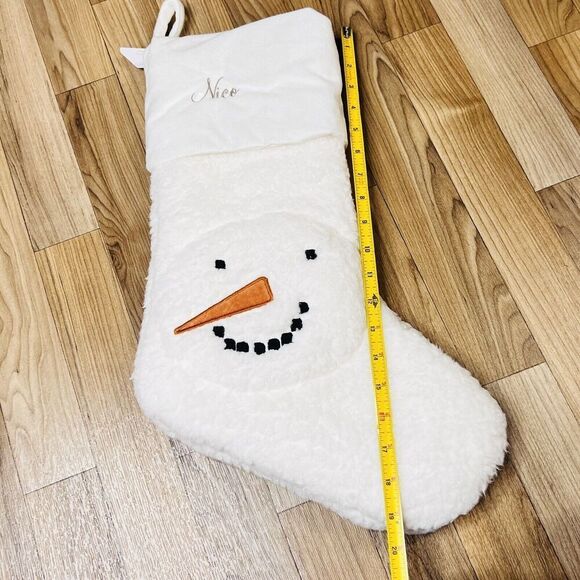 Pottery Barn Kids NICO Sherpa Snowman Cozy Critter Christmas Stocking MONO - Picture 6 of 7